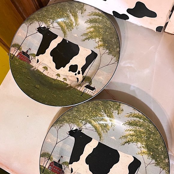 ANIMAL COLLECTION COW FARMHOUSE PLATE 2000 WARREN KIMBLE SAKURA - Picture 1 of 4